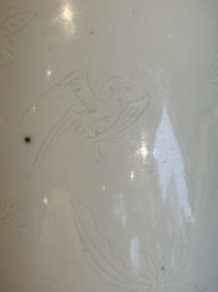 A Chinese white-glazed anhua 'birds' jar, Transitional period