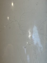 A Chinese white-glazed anhua 'birds' jar, Transitional period