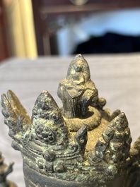 A Chinese bronze seated Bodhisattva on a lotus throne, Ming