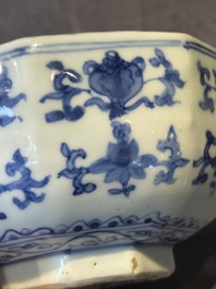 A Chinese blue and white octagonal 'bajixiang' bowl, Ming