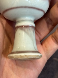 A Chinese copper-red and white 'chilong' stem cup, Ming