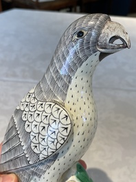 A pair of Chinese sancai-glazed parrots, Kangxi