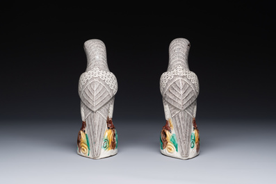 A pair of Chinese sancai-glazed parrots, Kangxi