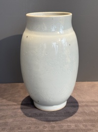 A Chinese white-glazed anhua 'birds' jar, Transitional period