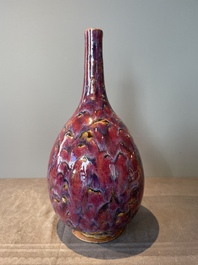 A Chinese flamb&eacute;-glazed bottle vase, 19th C.