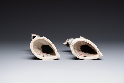 A pair of Chinese sancai-glazed parrots, Kangxi
