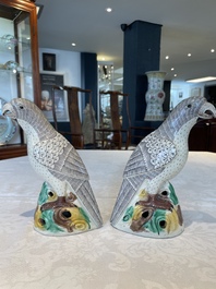 A pair of Chinese sancai-glazed parrots, Kangxi