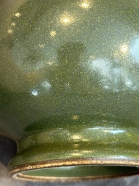 A Chinese monochrome teadust-glazed bottle vase, Qianlong mark and of the period