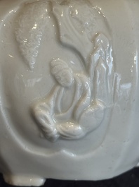 A large Chinese Dehua blanc de Chine wine pot, Kangxi