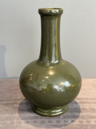 A Chinese monochrome teadust-glazed bottle vase, Qianlong mark and of the period