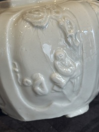 A large Chinese Dehua blanc de Chine wine pot, Kangxi