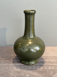 A Chinese monochrome teadust-glazed bottle vase, Qianlong mark and of the period