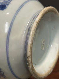 Two Chinese blue and white jugs and cover with floral design, Yongzheng/Qianlong