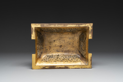 An exceptional Chinese cloisonn&eacute; &lsquo;Taotie&rsquo; censer and cover, 'fang ding 方鼎', Qianlong