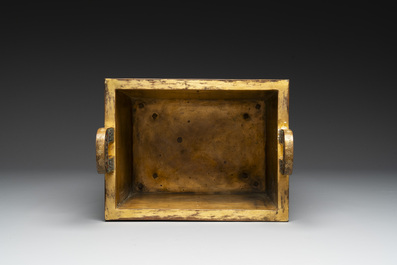 An exceptional Chinese cloisonn&eacute; &lsquo;Taotie&rsquo; censer and cover, 'fang ding 方鼎', Qianlong