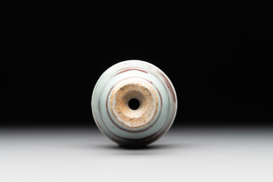 A Chinese copper-red and white 'chilong' stem cup, Ming