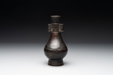 A Chinese bronze 'touhu' vase, Yuan
