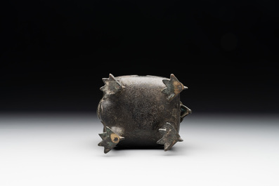 A Chinese bronze 'luduan' incense burner and cover, Ming
