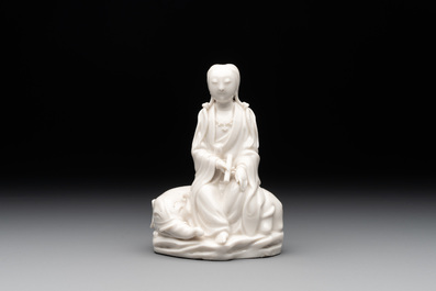 A Chinese Dehua blanc de Chine Guanyin, He Chaozong 何朝宗 mark, 19th C.