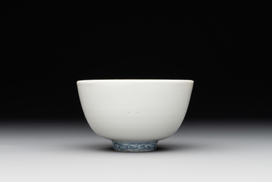 A Chinese blue and white anhua bowl, late Ming