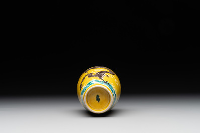 A Chinese sancai 'dragon' vase and a blue- and turquoise-glazed 'shou' bowl and cover, 19/20th C.