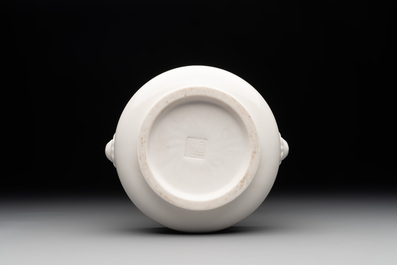 A Chinese Dehua blanc de Chine censer, Xuande mark, 18th C.