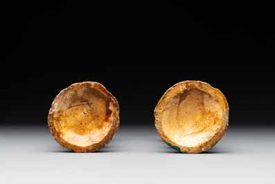A Chinese incised white-glazed bowl and a pair of turquoise-glazed vases, Ming