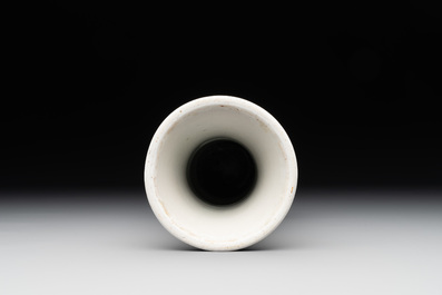 A Chinese famille verte 'gu' vase with stylised floral design, Kangxi