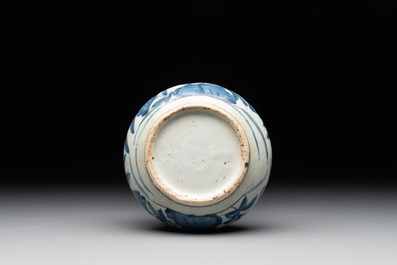 A Chinese blue and white 'kraak' porcelain 'bird' kendi, Wanli