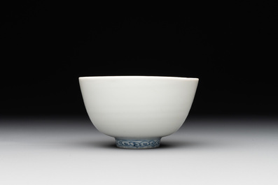 A Chinese blue and white anhua bowl, late Ming