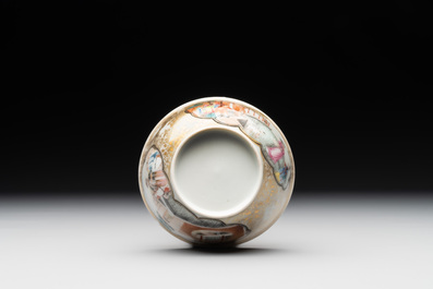 A fine Chinese Canton famille rose 'mandarin subject' cup and saucer, Qianlong