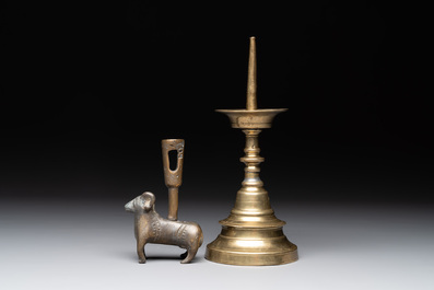 Four bronze candle holders, Flanders and/or France, 16th C. and later
