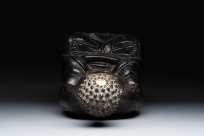 A large Chinese lacquered and gilt bronze Buddha, 17th C.