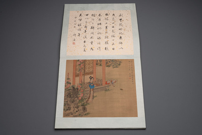 A Chinese album with various figural paintings and calligraphy, signed Wu Shan 吴珊, dated 1904