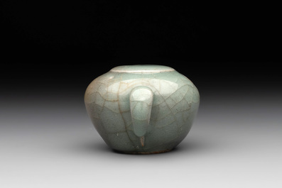 A Chinese Longquan celadon water dropper, Song