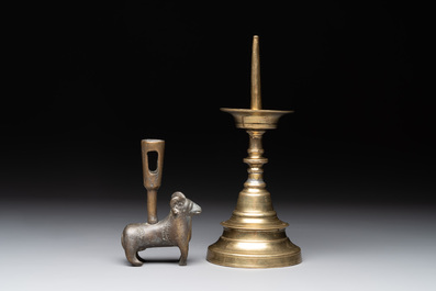 Four bronze candle holders, Flanders and/or France, 16th C. and later