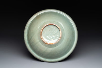A Chinese Longquan celadon 'lotus' dish, Ming