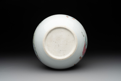 An extremely rare Chinese famille rose globular 'lady and boys' jar, Yongzheng