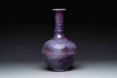 A Chinese flamb&eacute;-glazed bottle vase, 18/19th C.