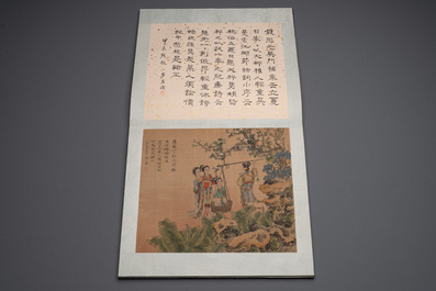 A Chinese album with various figural paintings and calligraphy, signed Wu Shan 吴珊, dated 1904