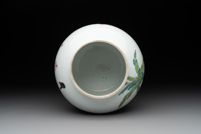 An extremely rare Chinese famille rose globular 'lady and boys' jar, Yongzheng