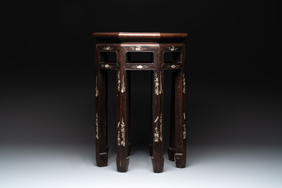 A Vietnamese mother-of-pearl-inlaid rosewood stand, 19th C.