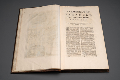 Verheerlykt Vlaandre, Flandria Illustrata, an illustrated chronicle of Flanders in three tomes and two volumes, Flanders, dated 1735