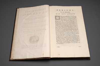 Verheerlykt Vlaandre, Flandria Illustrata, an illustrated chronicle of Flanders in three tomes and two volumes, Flanders, dated 1735