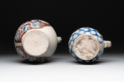 Two globular Westerwald stoneware jugs, Germany, 17/18th C.