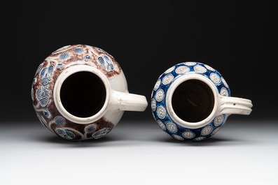 Two globular Westerwald stoneware jugs, Germany, 17/18th C.