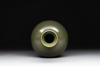 A Chinese monochrome teadust-glazed bottle vase, Qianlong mark and of the period