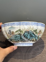 A varied collection of eight Chinese famille rose eggshell bowls, Jingdezhen mark, 20th C.