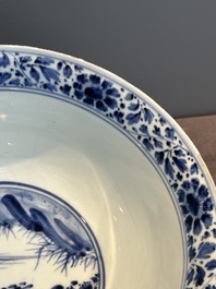 A Chinese blue and white 'duck pond' bowl, Chenghua mark, Kangxi