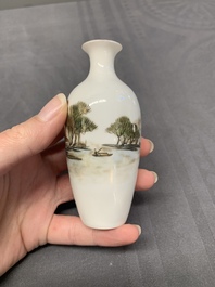 A varied collection of five Chinese famille rose, grisaille and iron-red porcelain, 20th C.